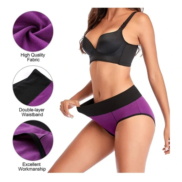 6pcs Cotton Underwear No Muffin Top Full Briefs Soft Stretch Breathable